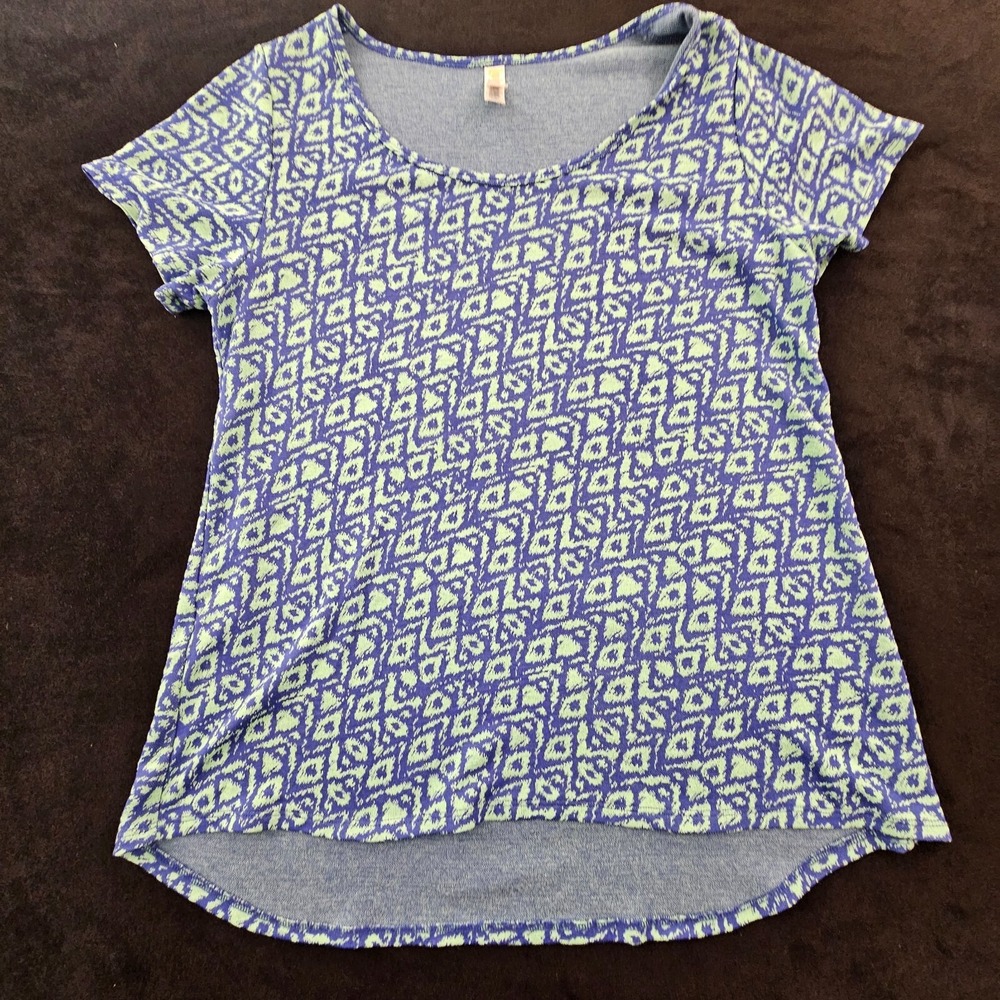 LuLaRoe‎ Blue Short Sleeve Rayon/Polyester T-Shirt Women's M